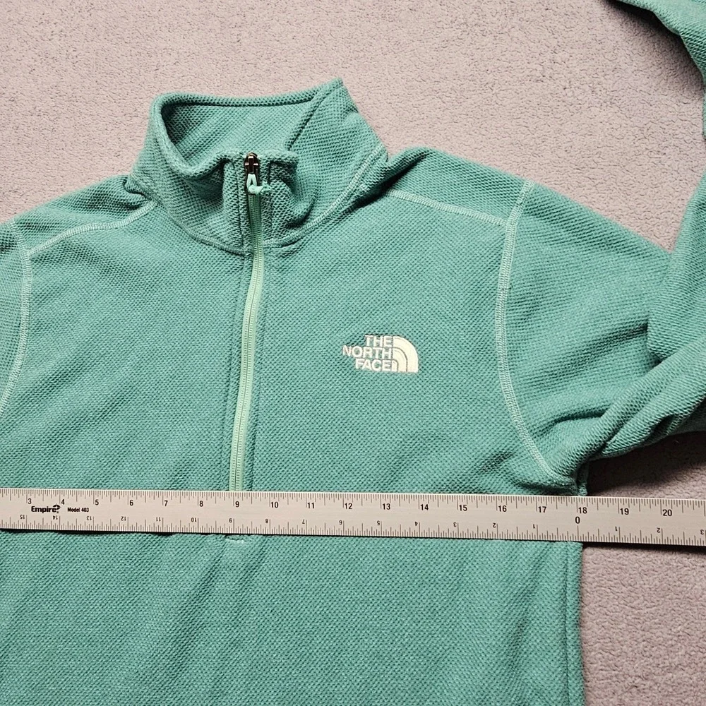 The North Face Mens Small Green 1/4 Zip Textured Grid Fleece Pullover Jacket